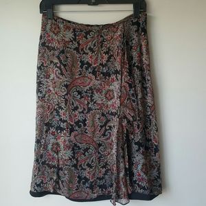 CHARTER CLUB Silk Paisley Skirt with Ruffle-Size 8